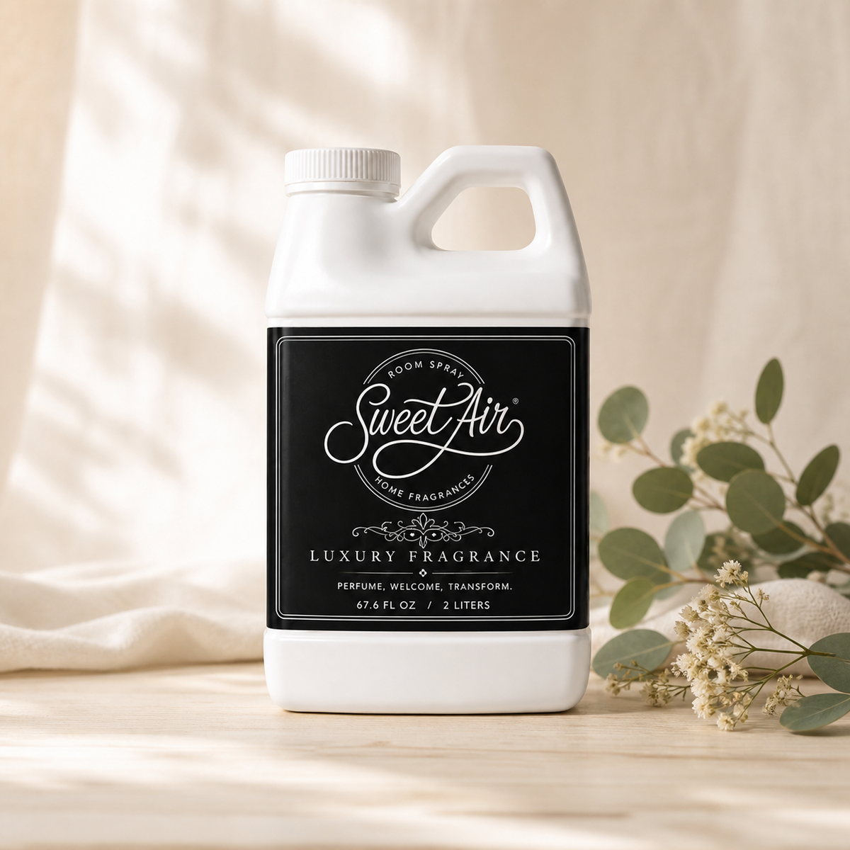 Home Spray Refill 64 oz / 2 Liters jug with eucalyptus and linen